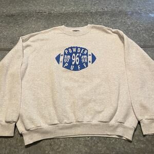 Vintage 90s Powder Puff Football Game Coach Crewneck Sweatshirt 2XL USA Lee Gray